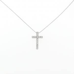 K18WG クロス ダイヤモンド ネックレス 0.50CT