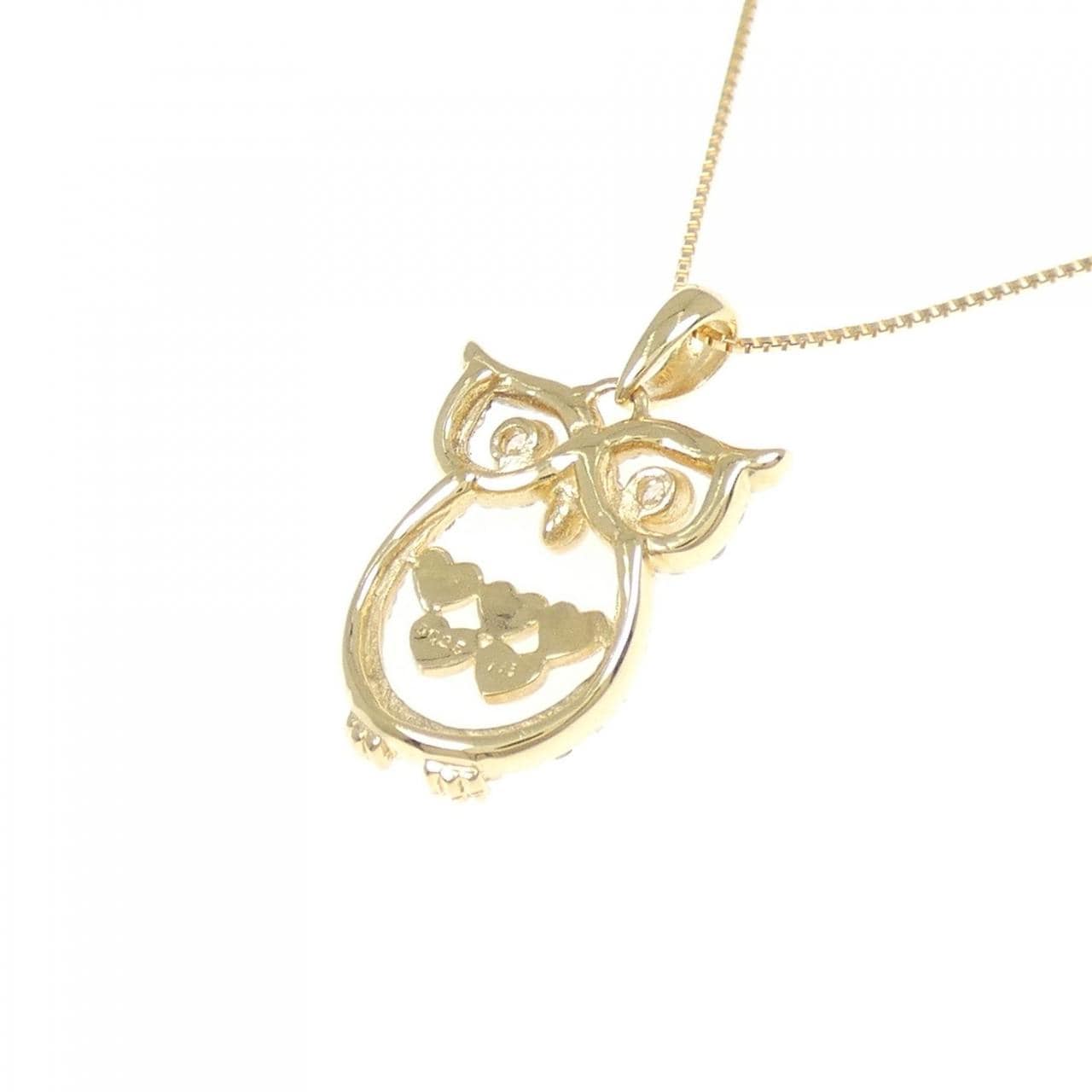 K18YG フクロウ ダイヤモンド ネックレス 0.25CT