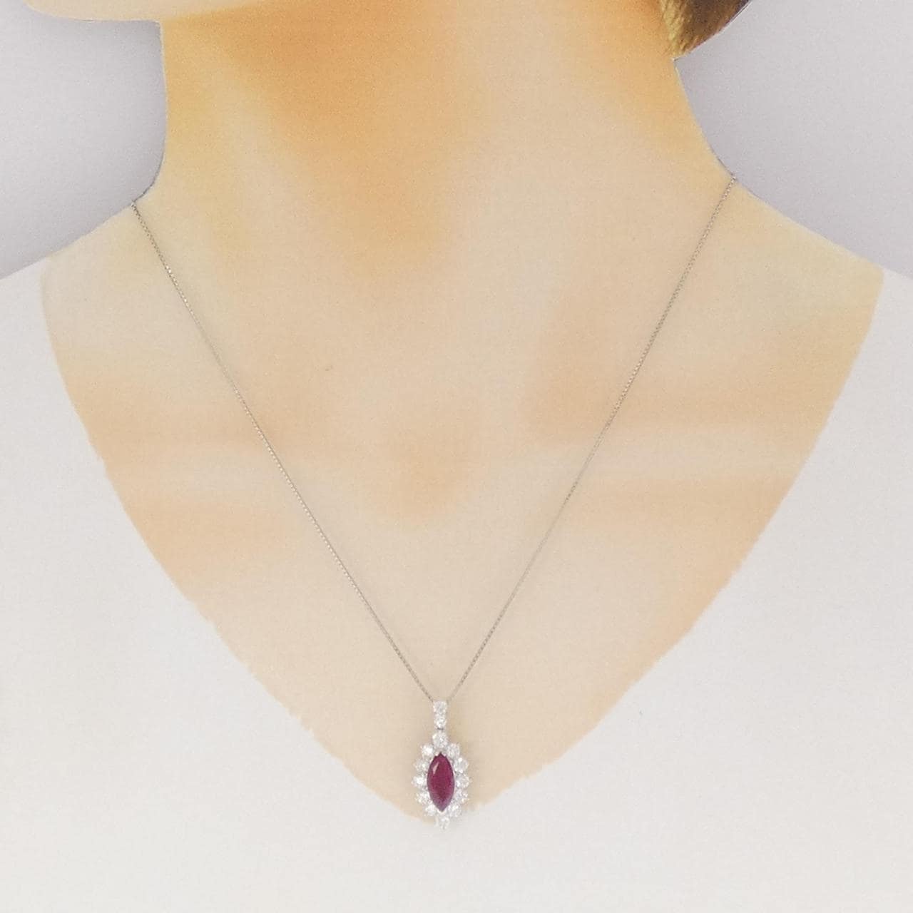 PT900/PT850 ルビー ネックレス 2.047CT ビルマ産