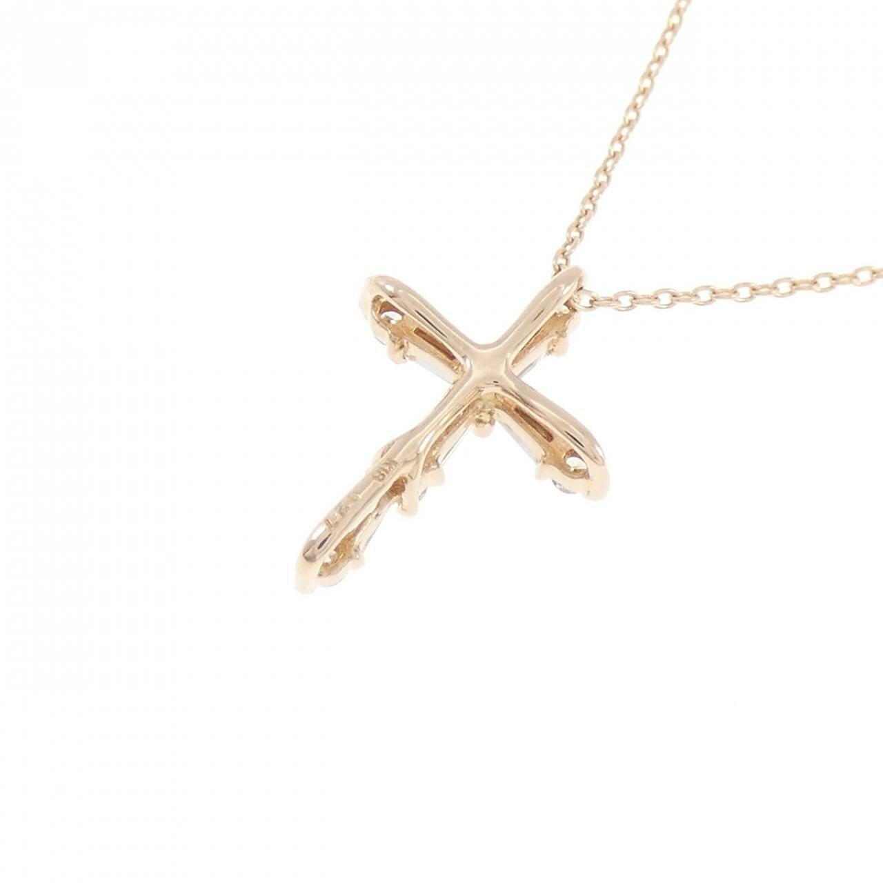 K18PG クロス ダイヤモンド ネックレス 0.27CT