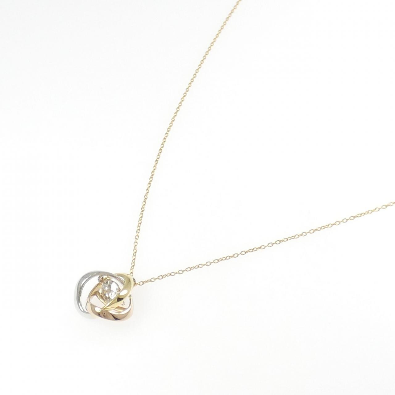 K18YG/PT950/K18PG ダイヤモンド ネックレス 0.50CT