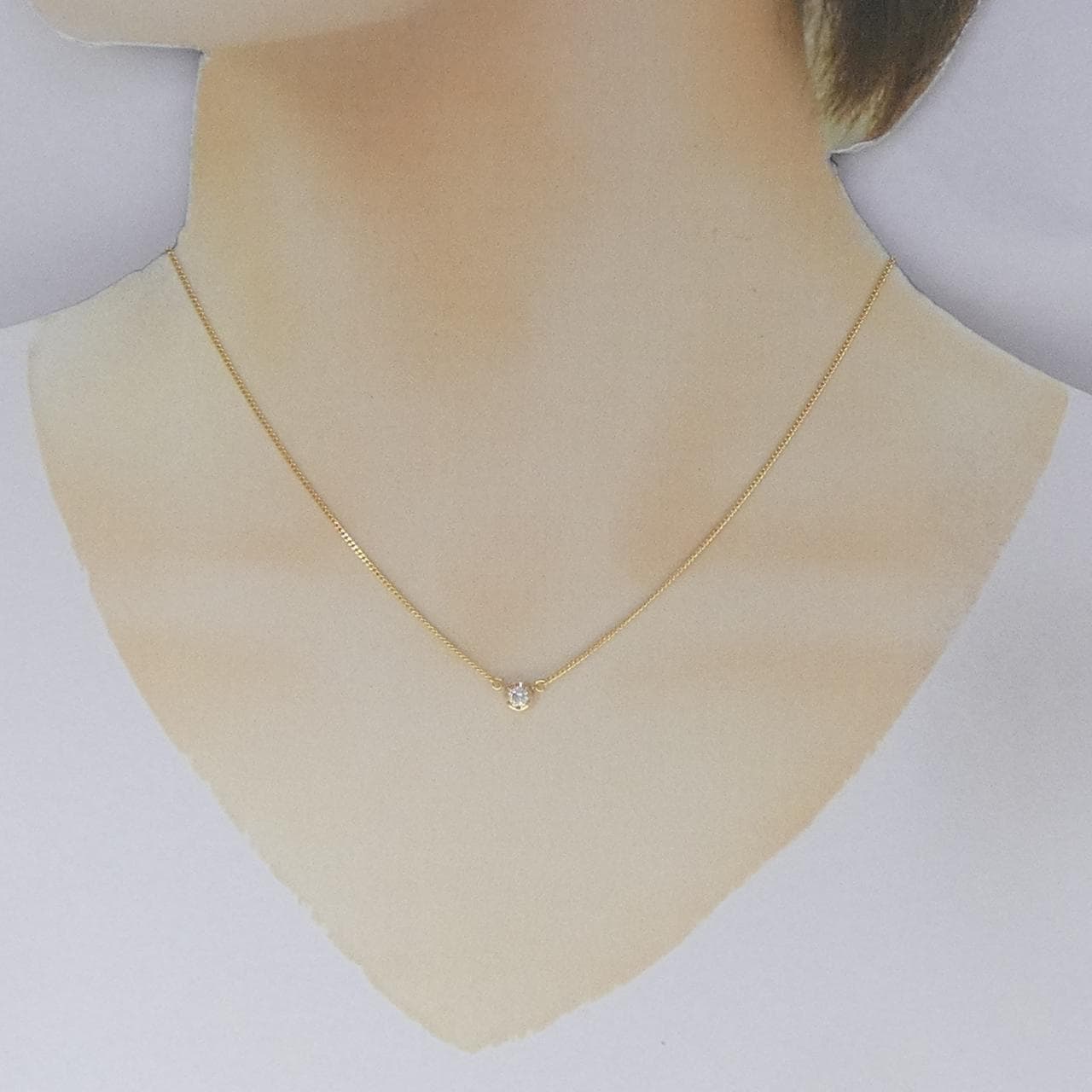 K18YG ソリティア ダイヤモンド ネックレス 0.10CT