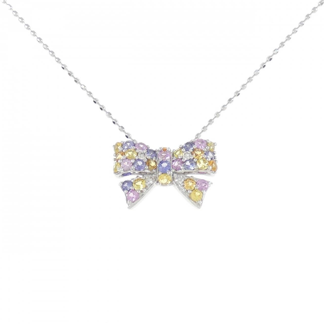 K18WG ribbon sapphire necklace