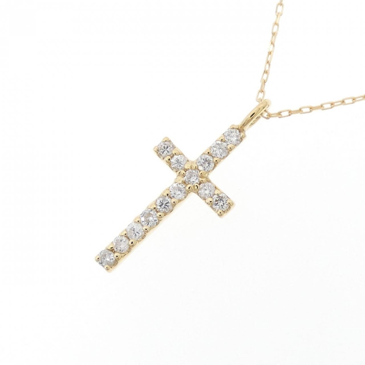 K18YG クロス ダイヤモンド ネックレス 0.14CT