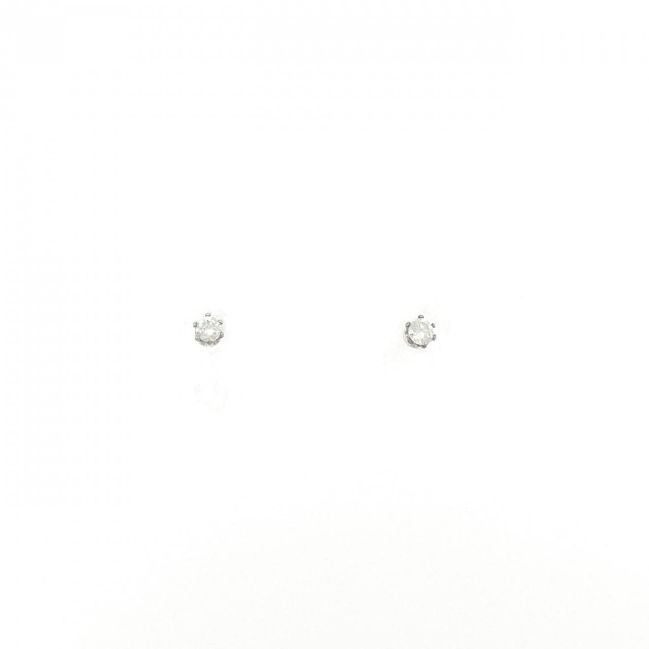K14WG ソリティア ダイヤモンド ピアス 0.04CT