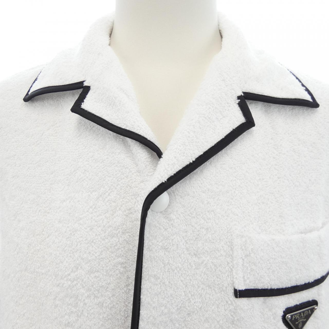 プラダ PRADA トライアングルロゴ コットンテリー ボウリングシャツ SC559 S212 1ZR3 S／Sシャツ