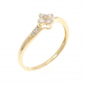 K18YG フラワー ダイヤモンド リング 0.15CT