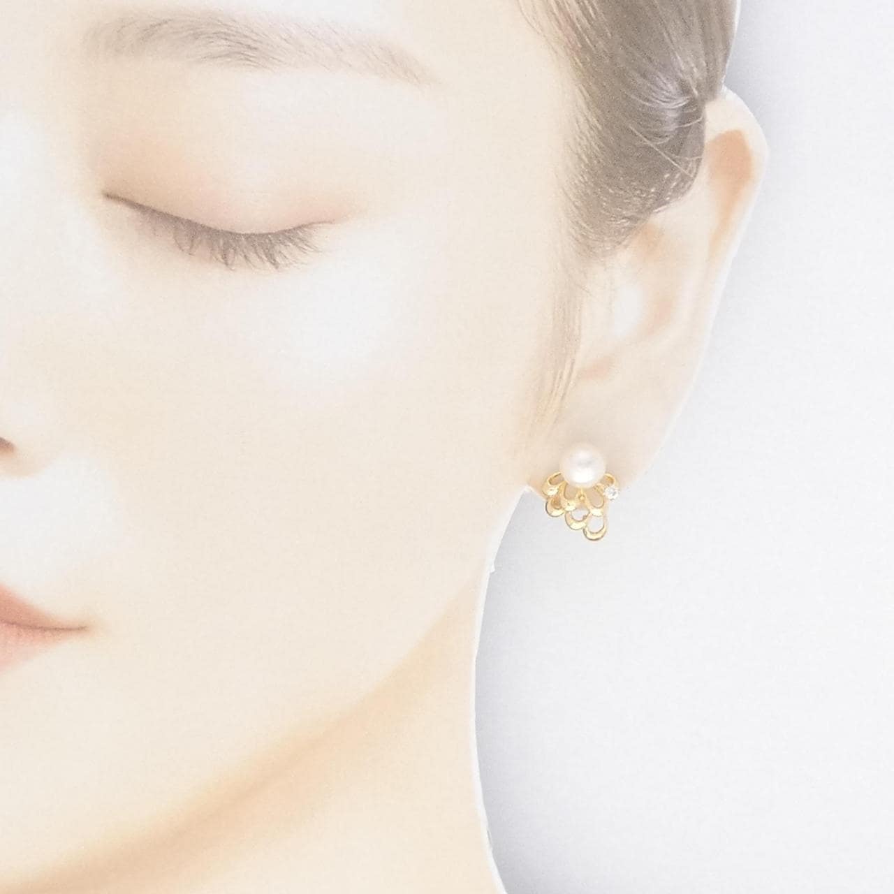 K18YG Akoya pearl earrings 7.3mm