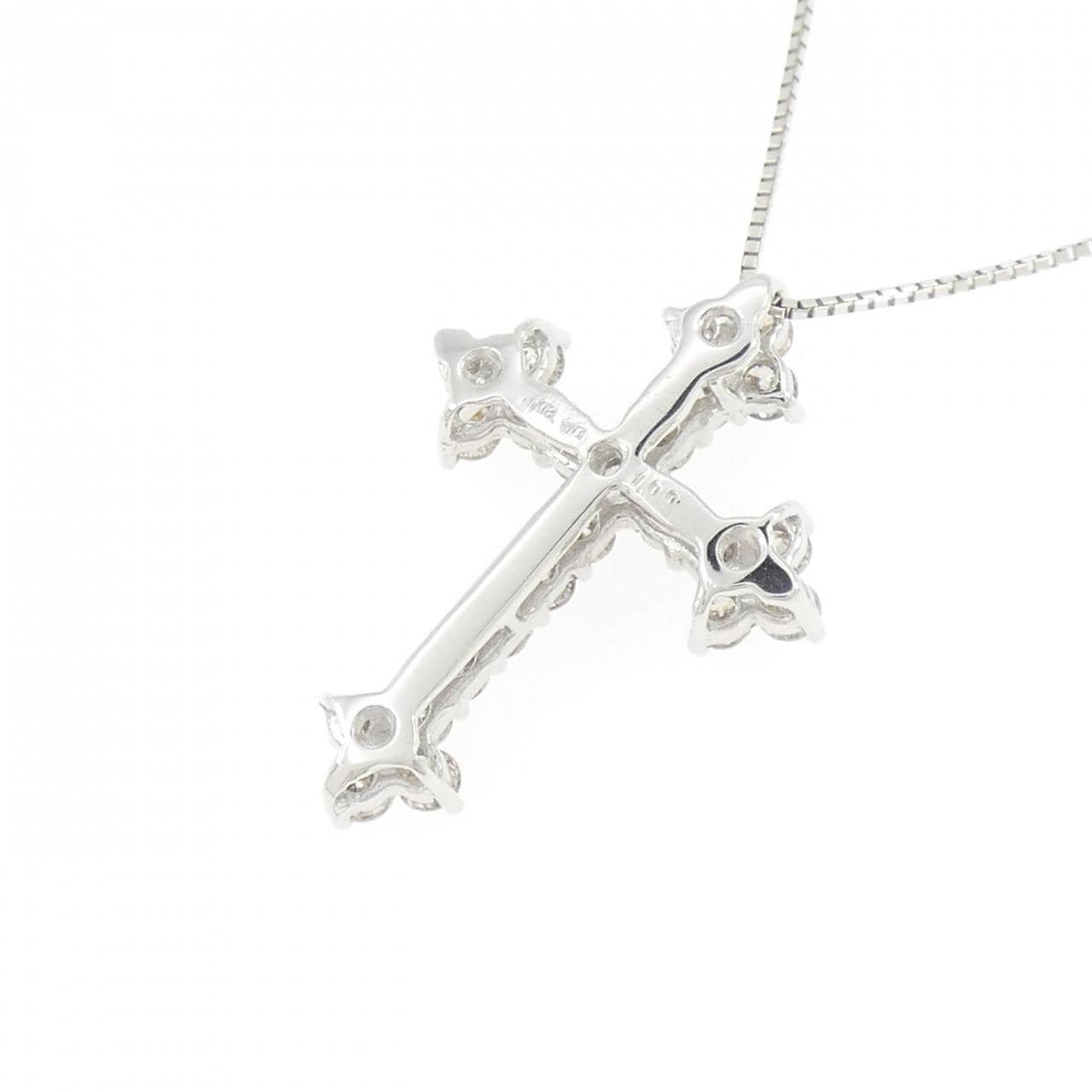 K18WG クロス ダイヤモンド ネックレス 1.00CT