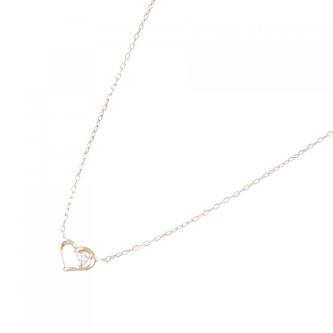 K10PG ハート ダイヤモンド ネックレス