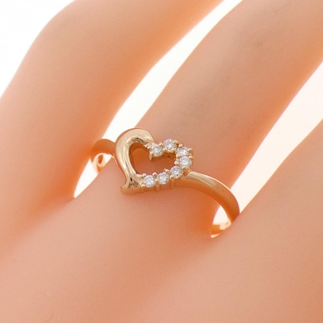 K18PG ハート ダイヤモンド リング 0.09CT