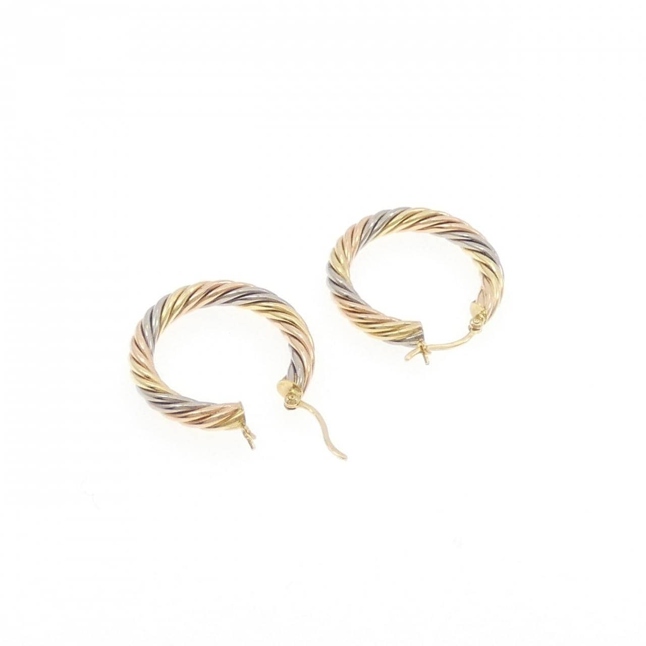 K18スリーカラー フープ ピアス