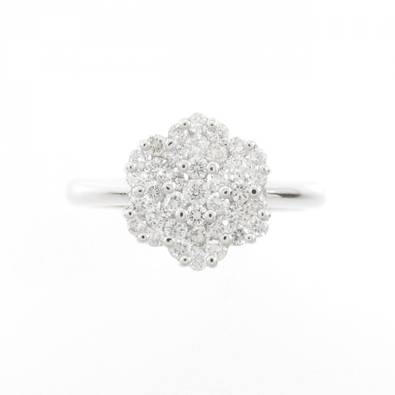 K18WG フラワー ダイヤモンド リング 0.50CT