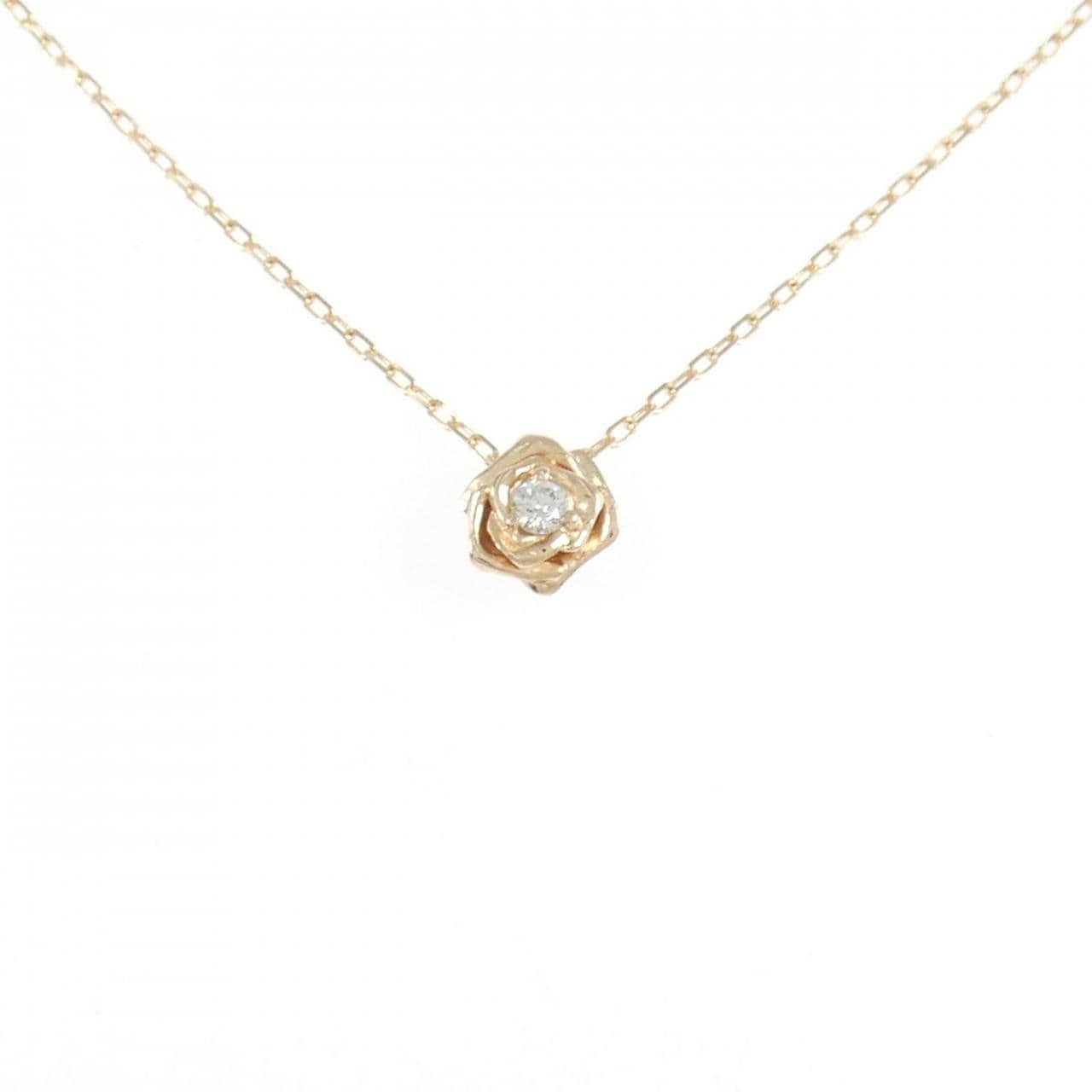 K10PG/10KPG ローズ ダイヤモンド ネックレス 0.05CT