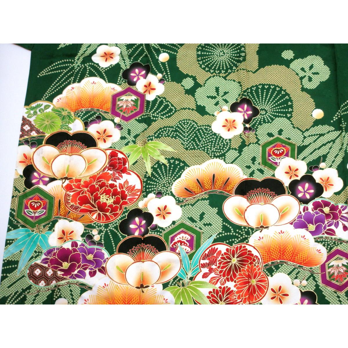 振袖　友禅金彩加工　刺繍入り