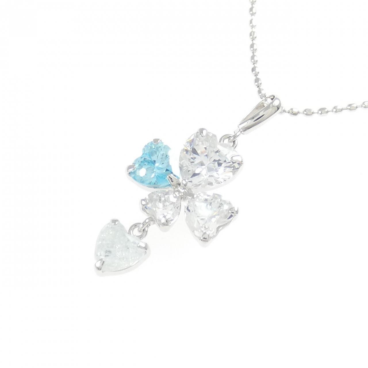 K14WG ハート キュービック ネックレス