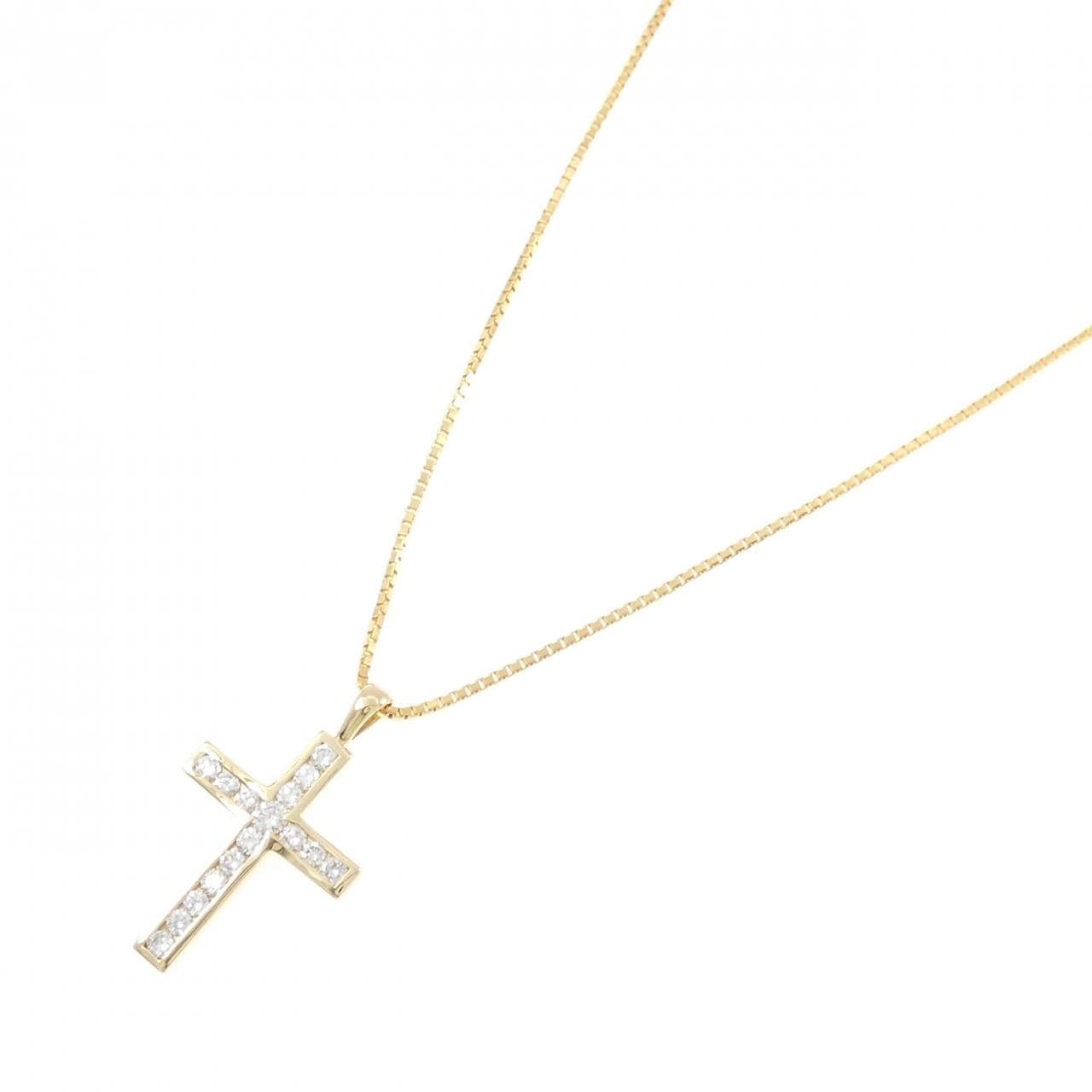 K18YG クロス ダイヤモンド ネックレス 0.60CT