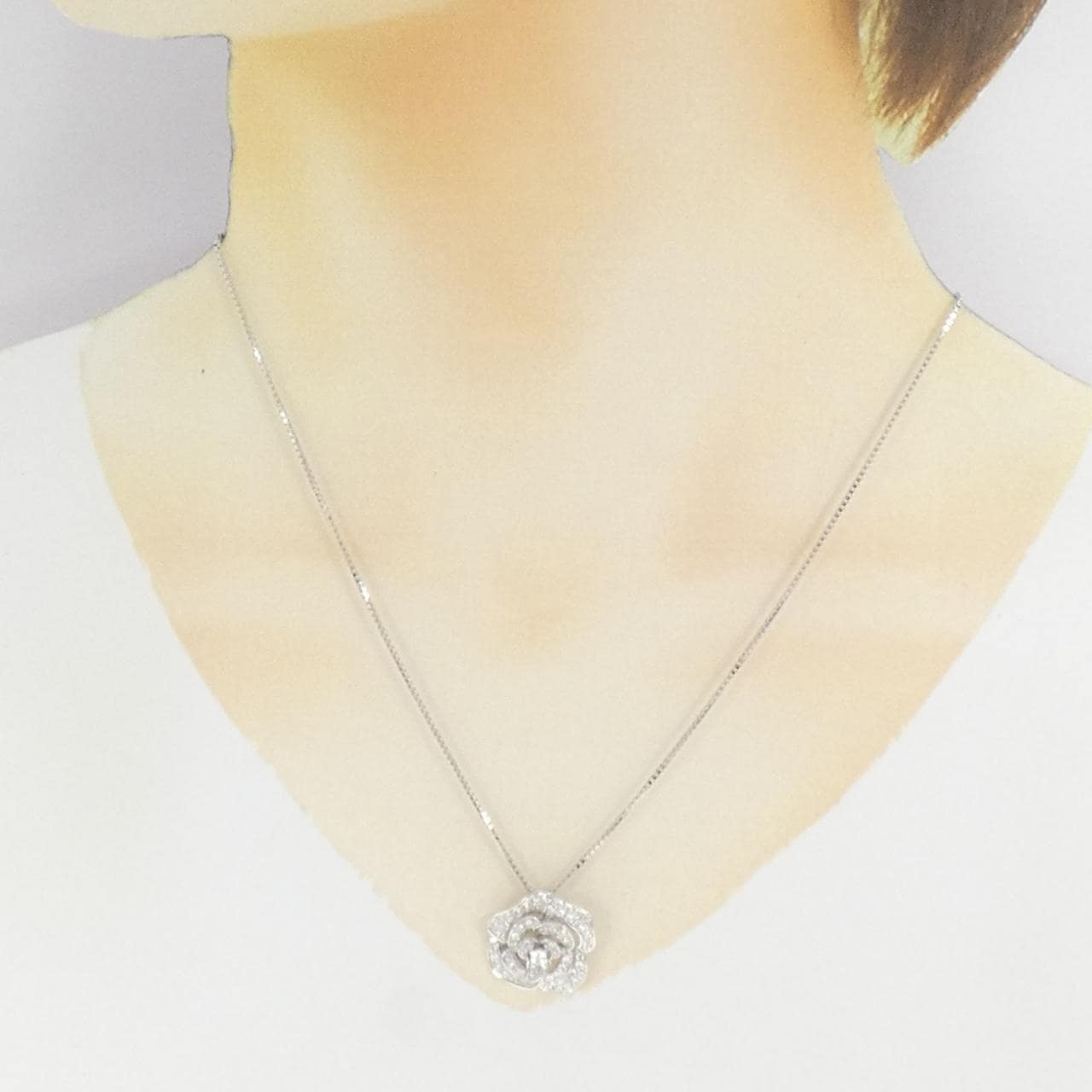 750WG/K18WG ローズ ダイヤモンド ネックレス 1.01CT