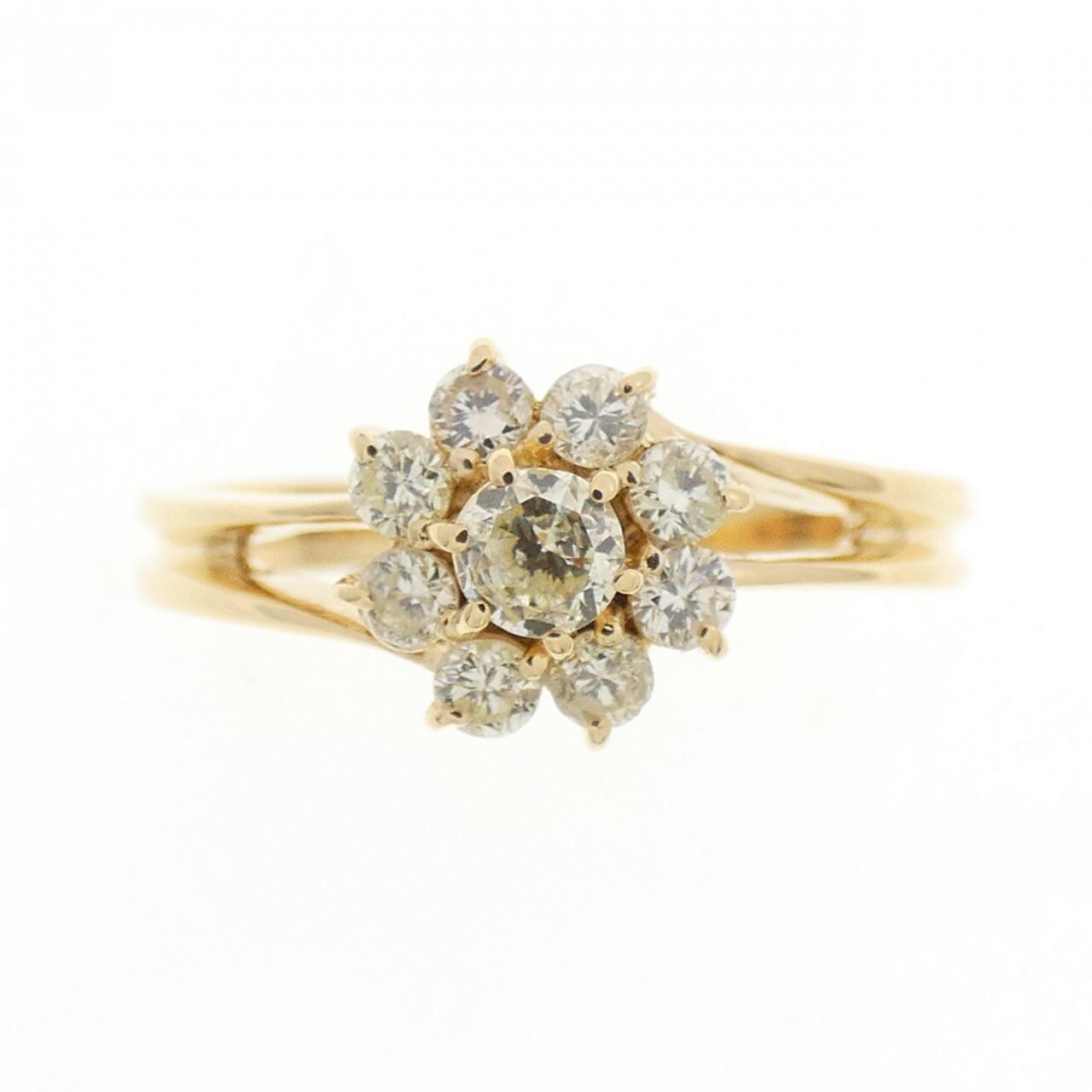 K18YG フラワー ダイヤモンド リング 0.30CT
