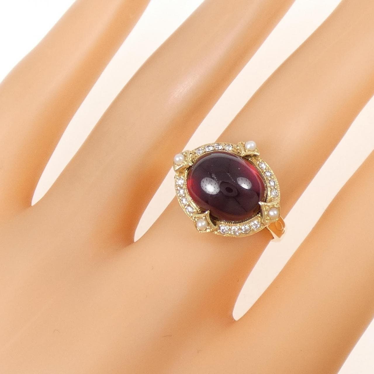 K18YG ガーネット リング 5.64CT