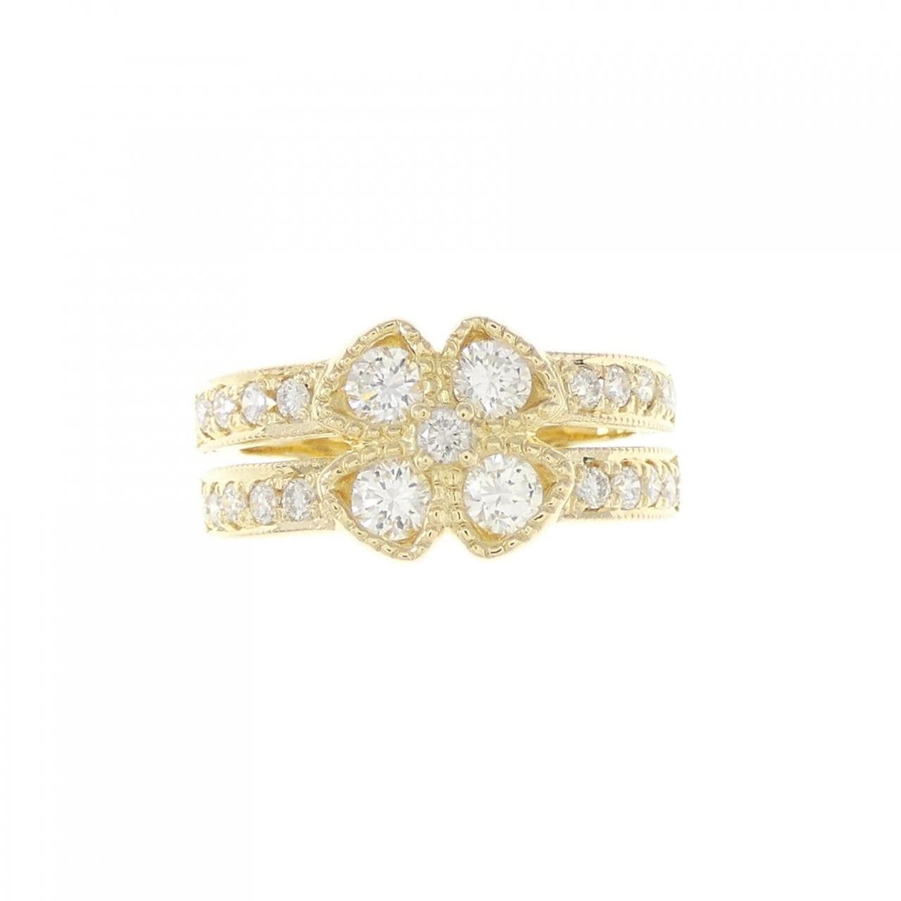 K18YG flower Diamond ring 0.60CT