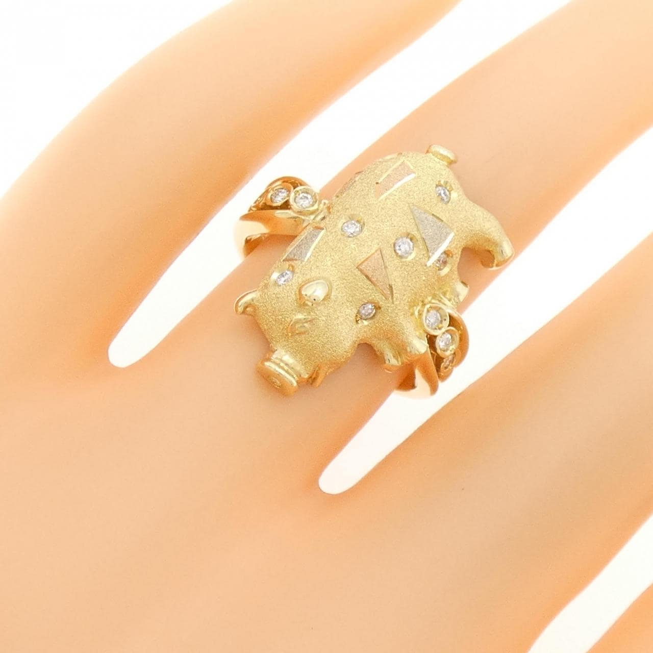 K18スリーカラー ピッグ ダイヤモンド リング 0.14CT