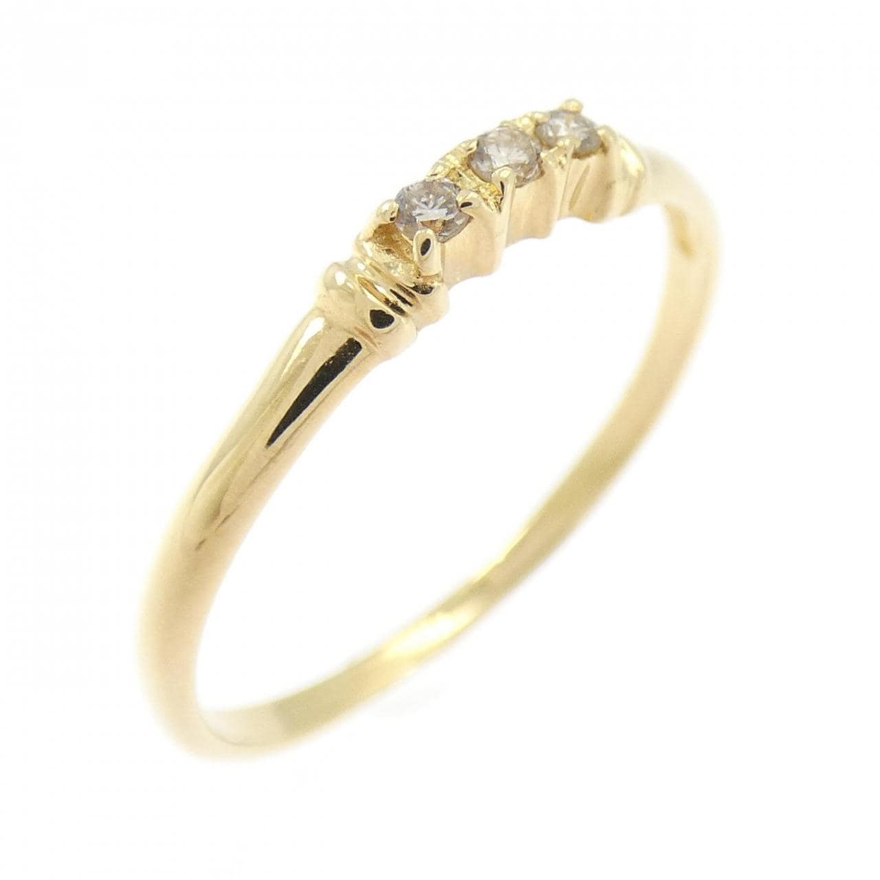 K18YG スリーストーン ダイヤモンド リング