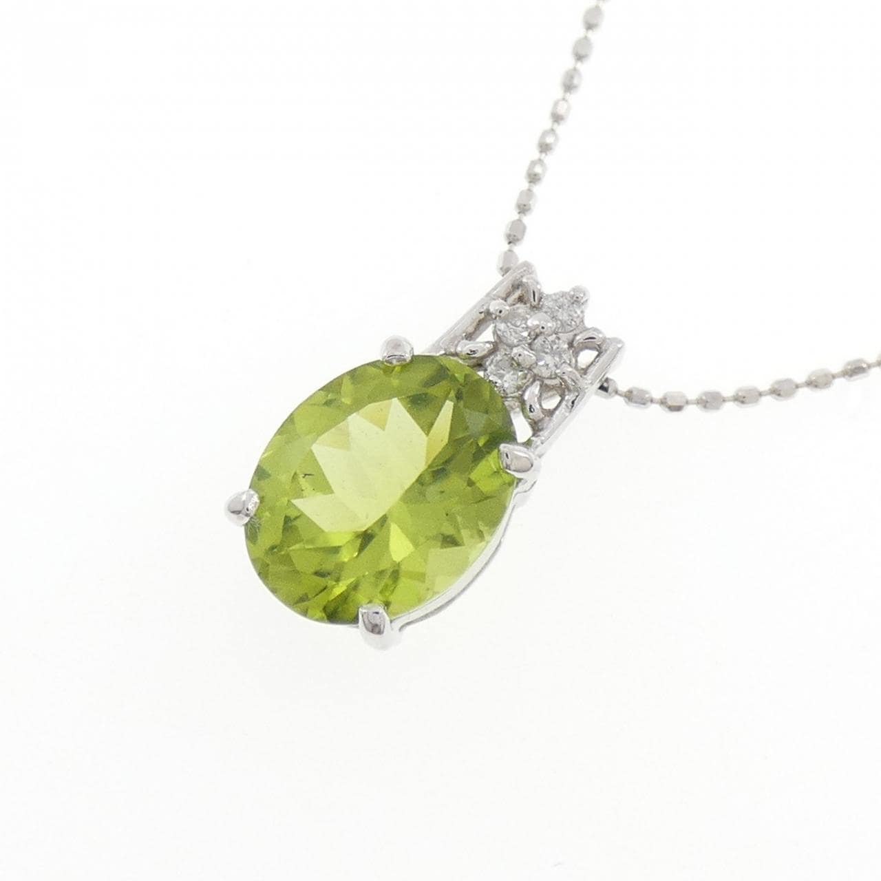 K18WG/750WG ペリドット ネックレス 2.46CT