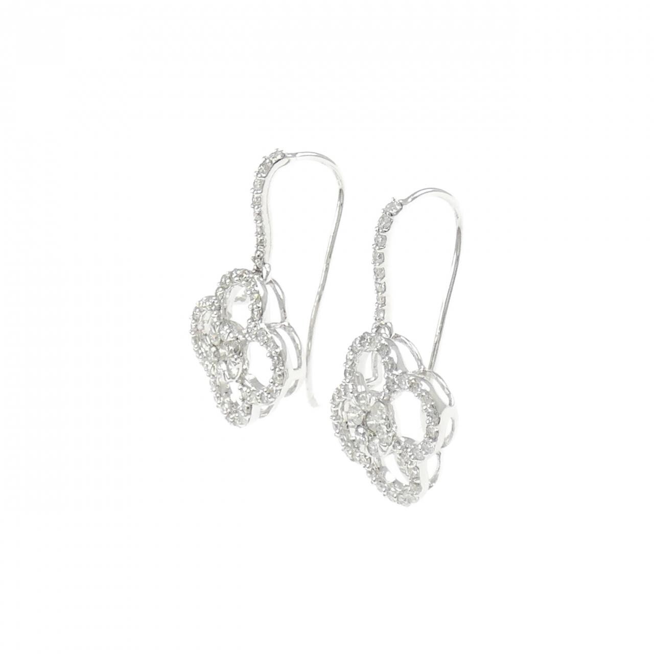 K18WG フラワー ダイヤモンド ピアス 1.10CT
