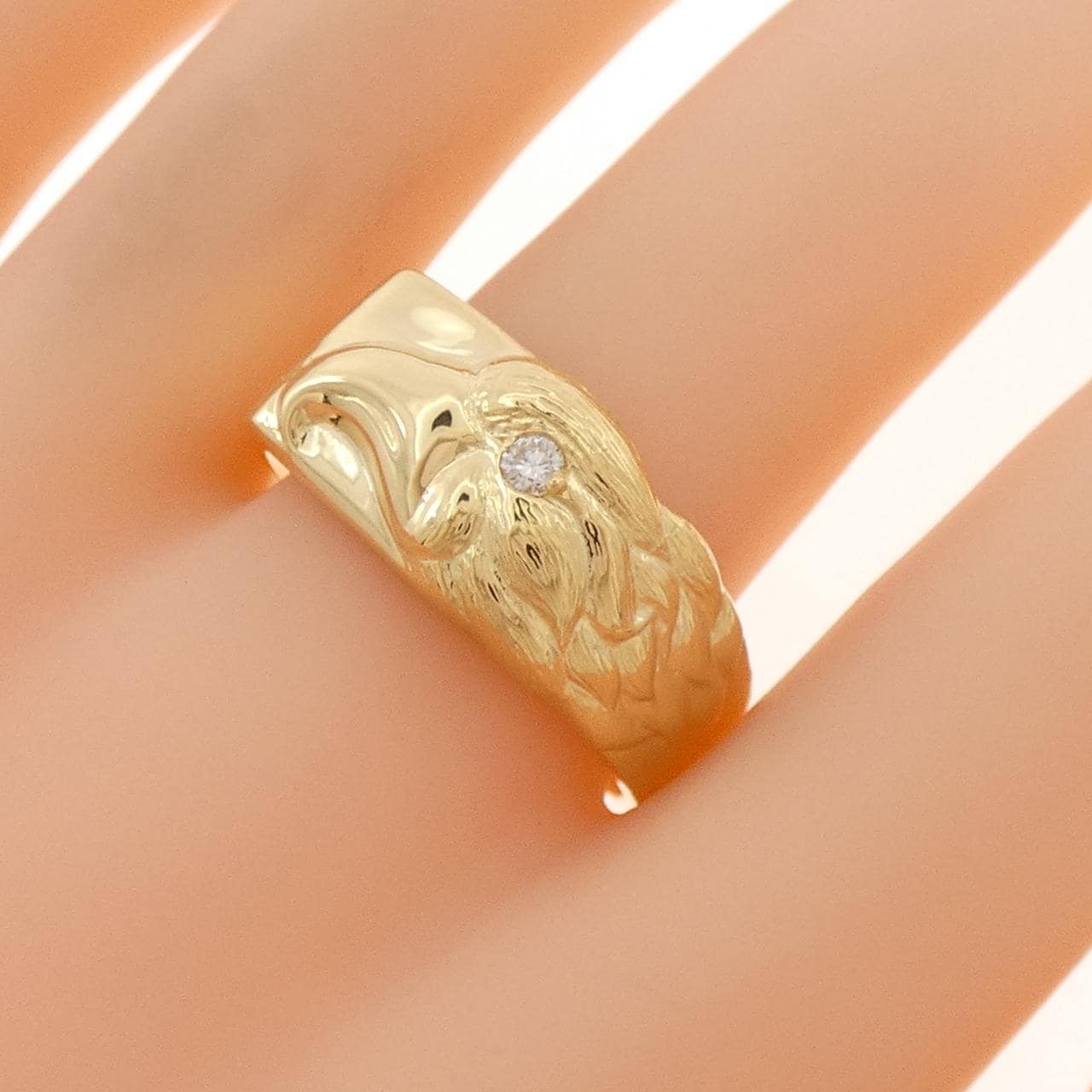 【新品】K18YG バード ダイヤモンド リング 0.05CT