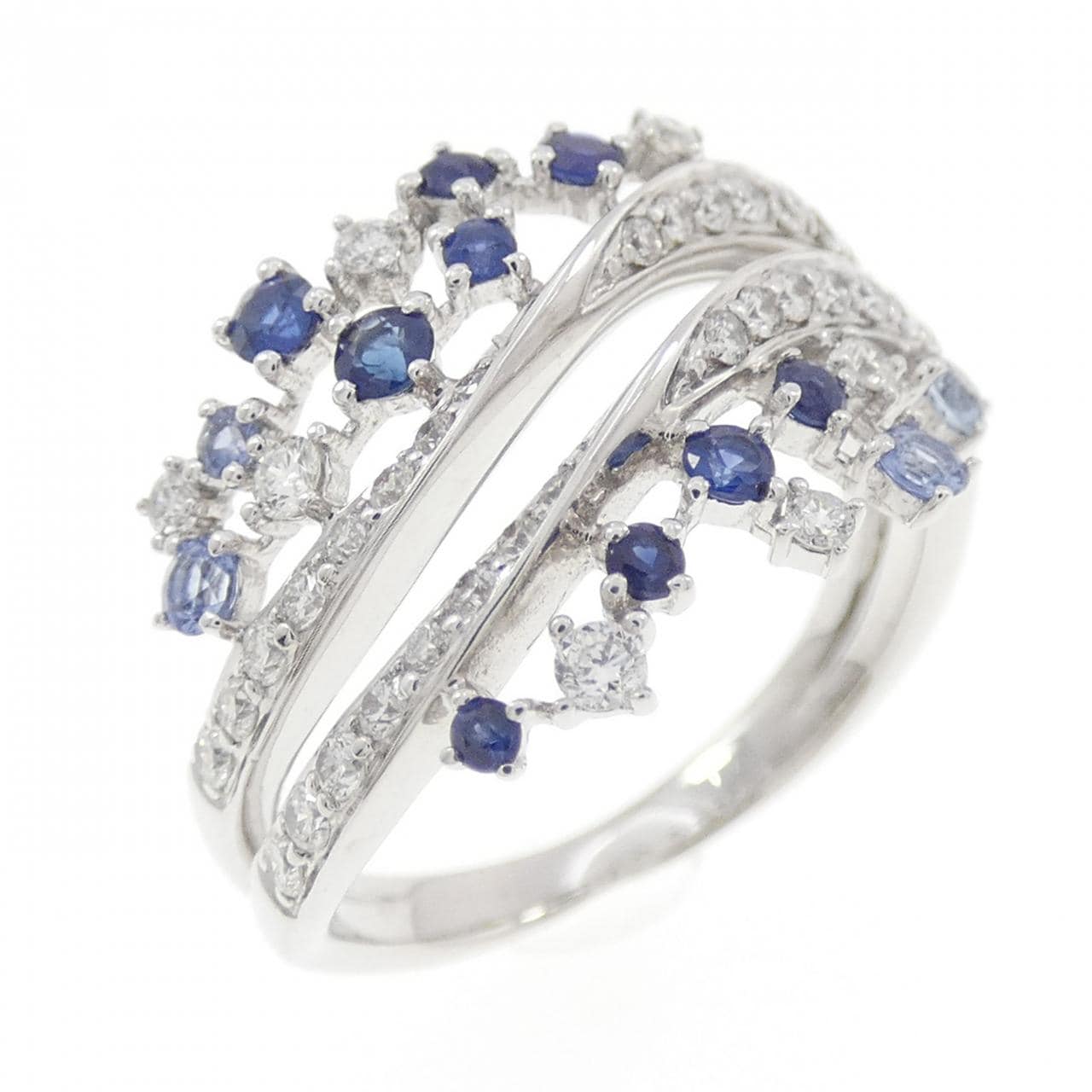 K18WG サファイヤ リング 0.37CT