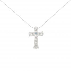 K18WG クロス ダイヤモンド ネックレス 0.15CT
