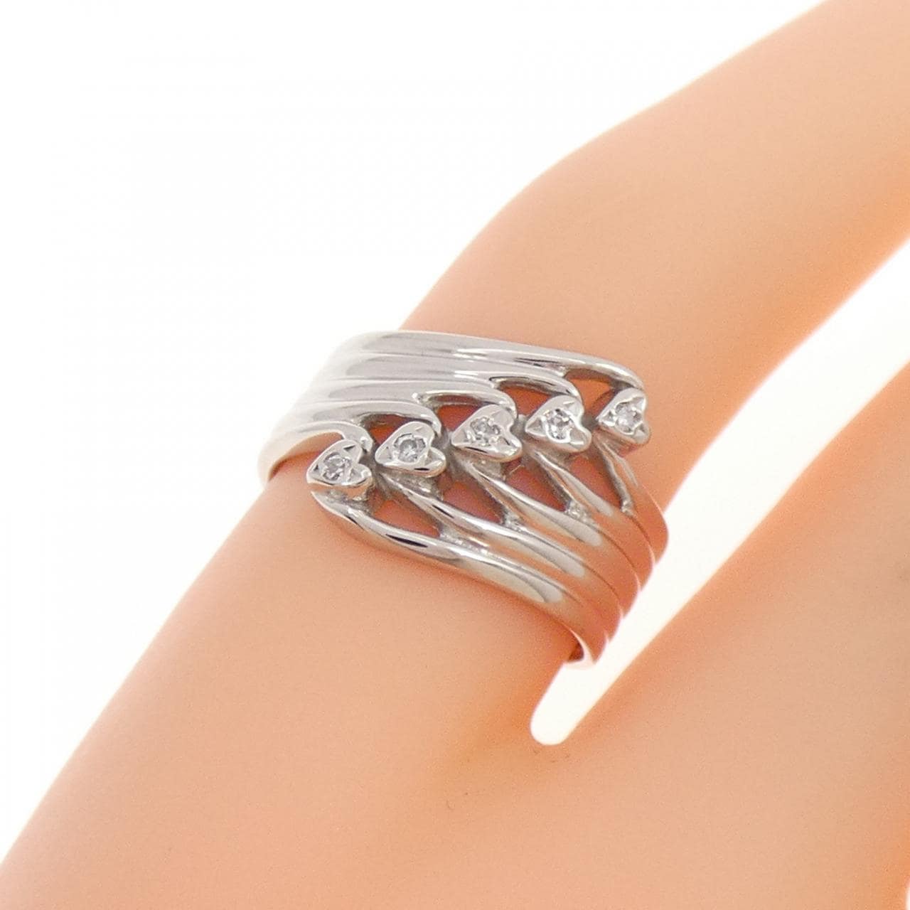 PT900 Heart Diamond Pinky Ring