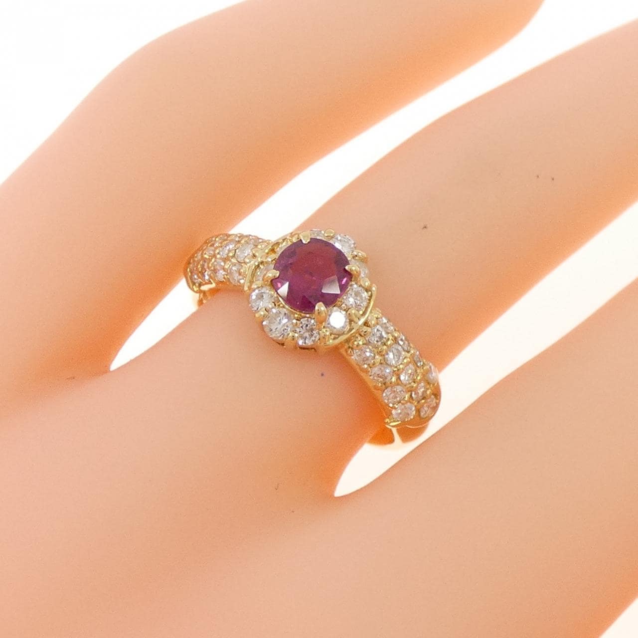 K18YG ルビー リング 0.52CT