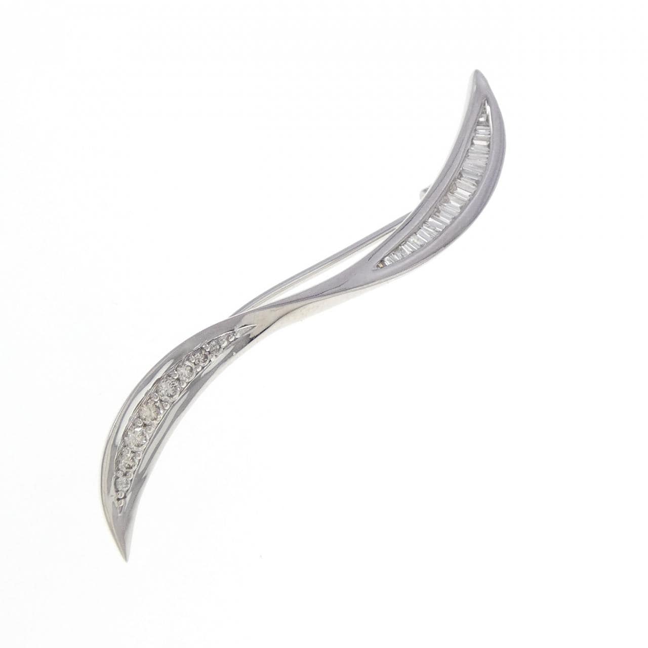 K18WG ダイヤモンド ブローチ 0.22CT