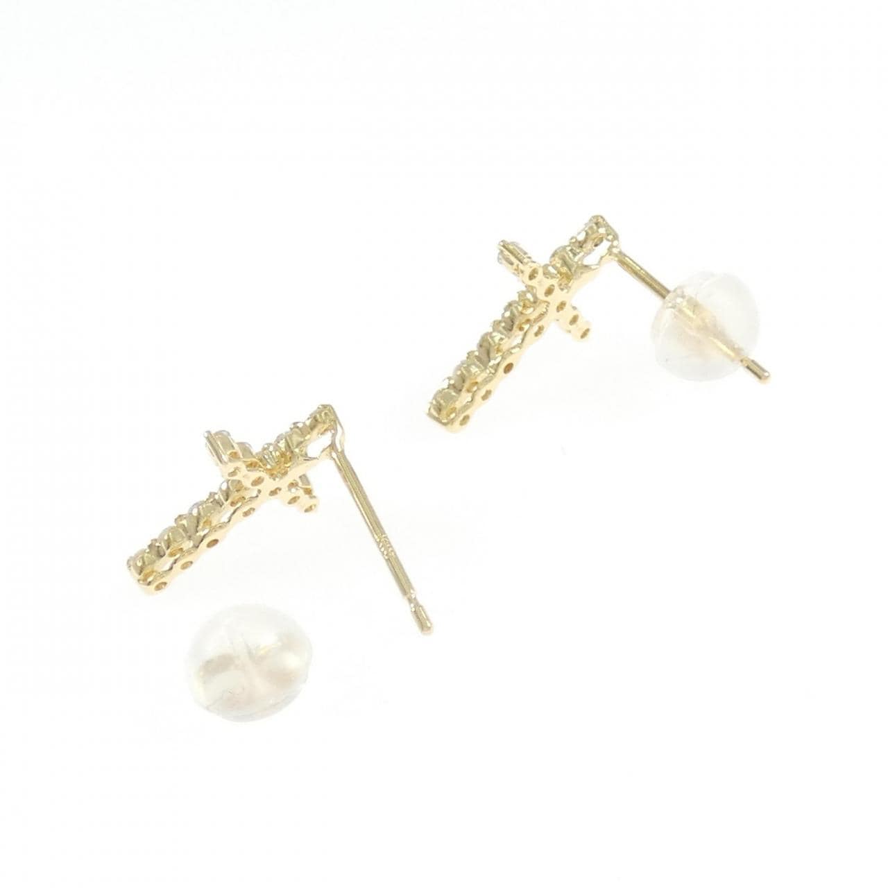 [Remake] K18YG cross Diamond earrings 0.20CT