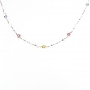 K18スリーカラー サファイヤ ネックレス 0.6CT