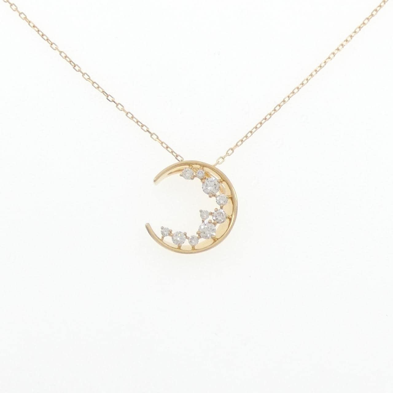 K18YG ムーン ダイヤモンド ネックレス 0.30CT