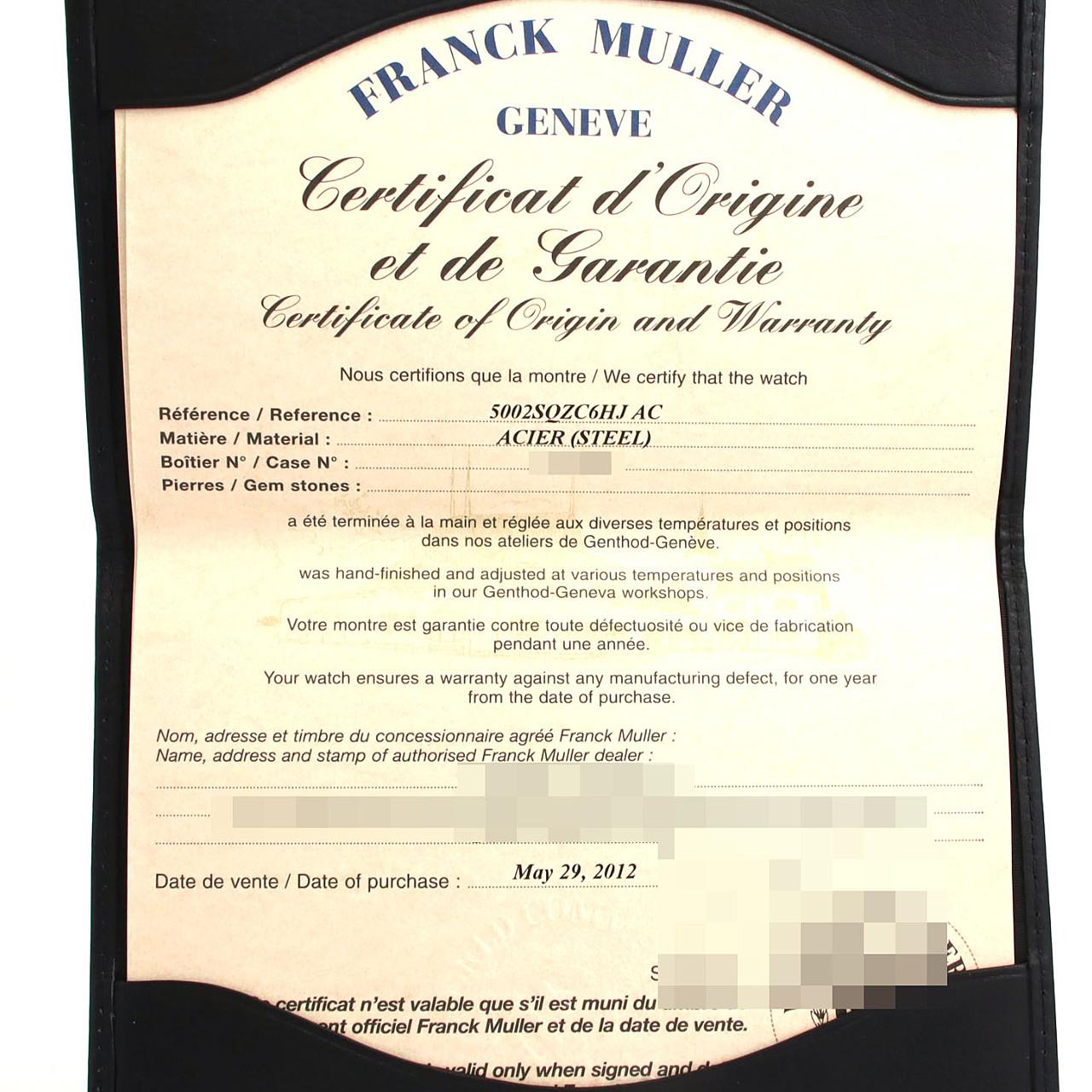 フランクミュラー ハート･トゥ･ハート LTD 5002SQZC6HJ SS クォーツ