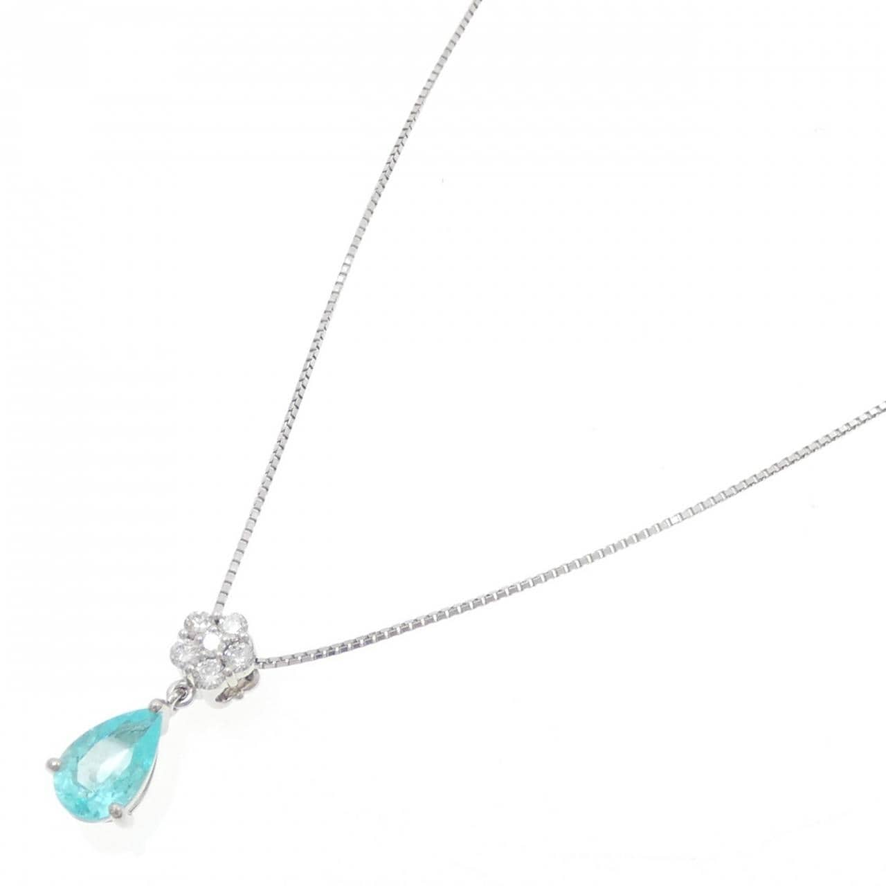PT900/PT850 フラワー パライバトルマリン ネックレス 1.16CT