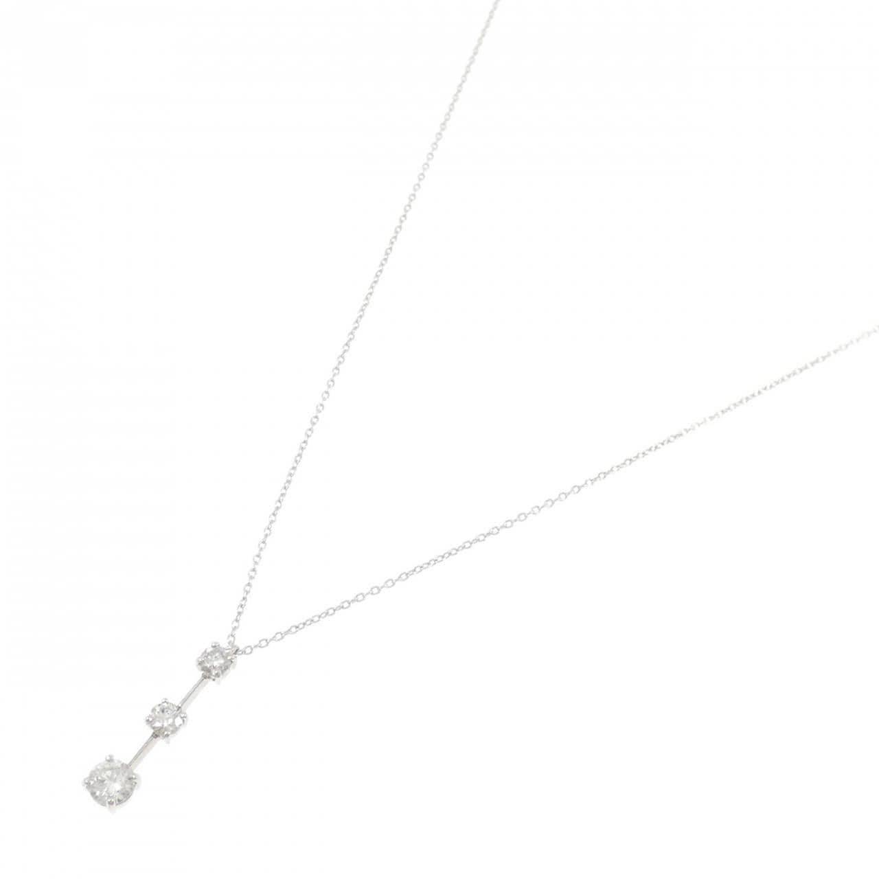 K18WG スリーストーン ダイヤモンド ネックレス 0.55CT