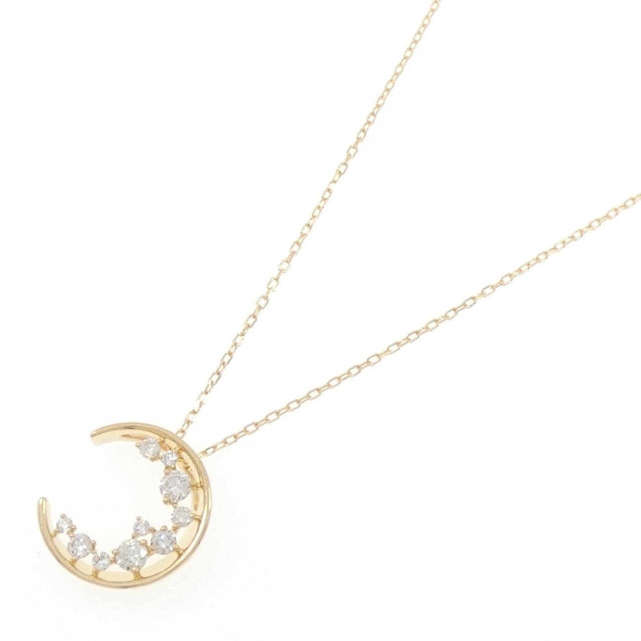 K18YG ムーン ダイヤモンド ネックレス 0.30CT