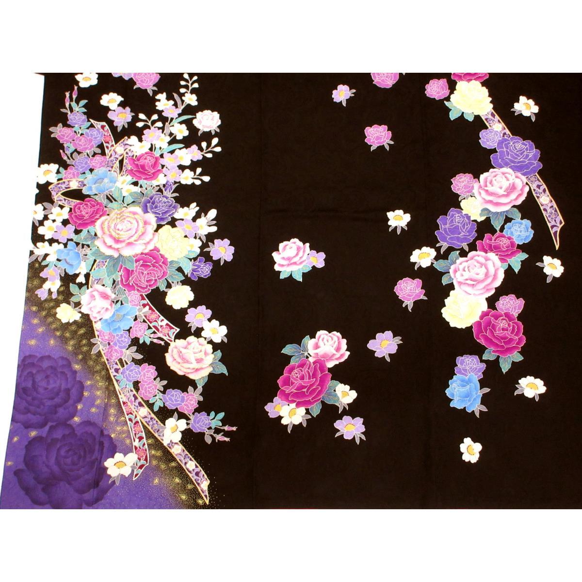 振袖　友禅金彩加工　刺繍入りボカシ染