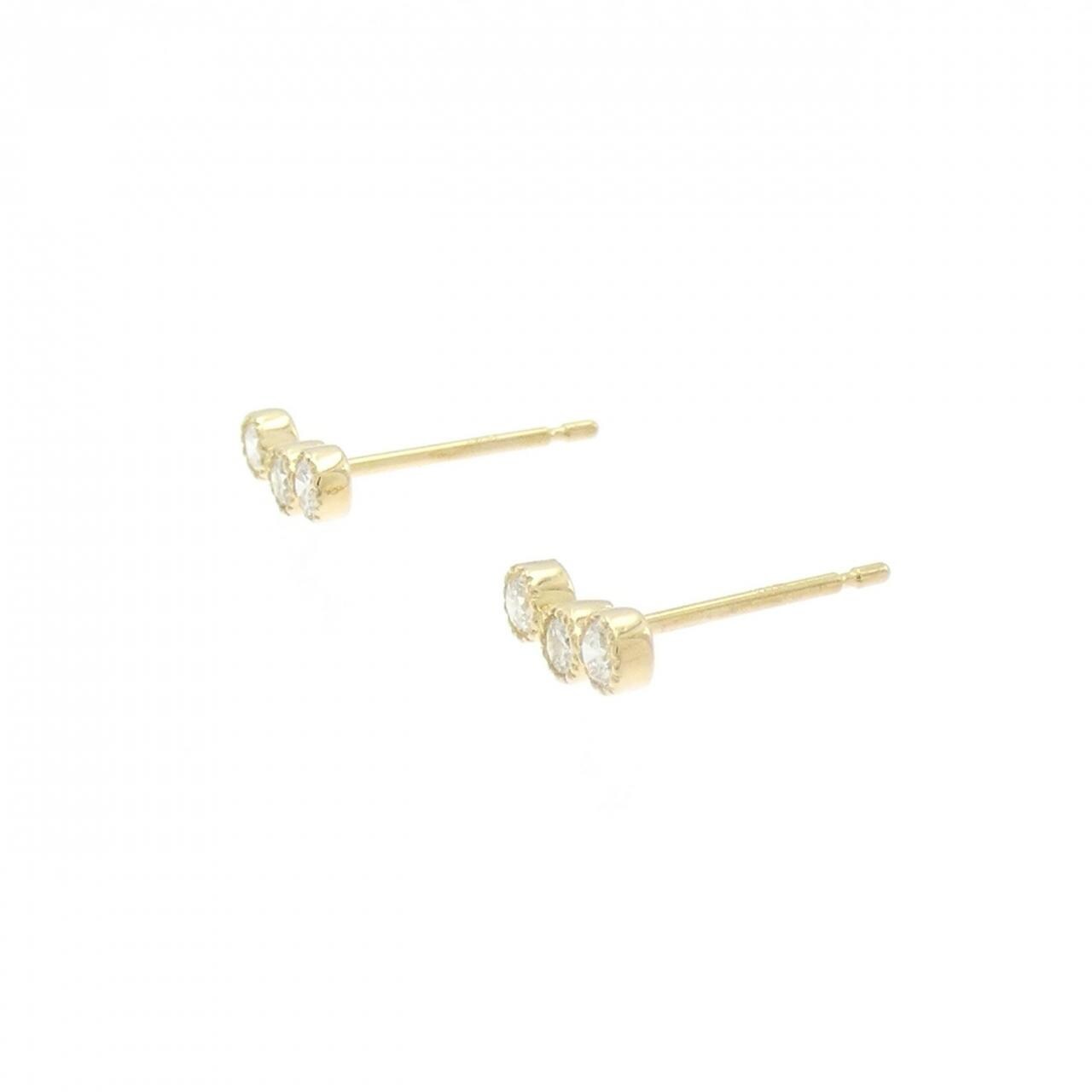 【リメイク】K18YG スリーストーン ダイヤモンド ピアス 0.20CT