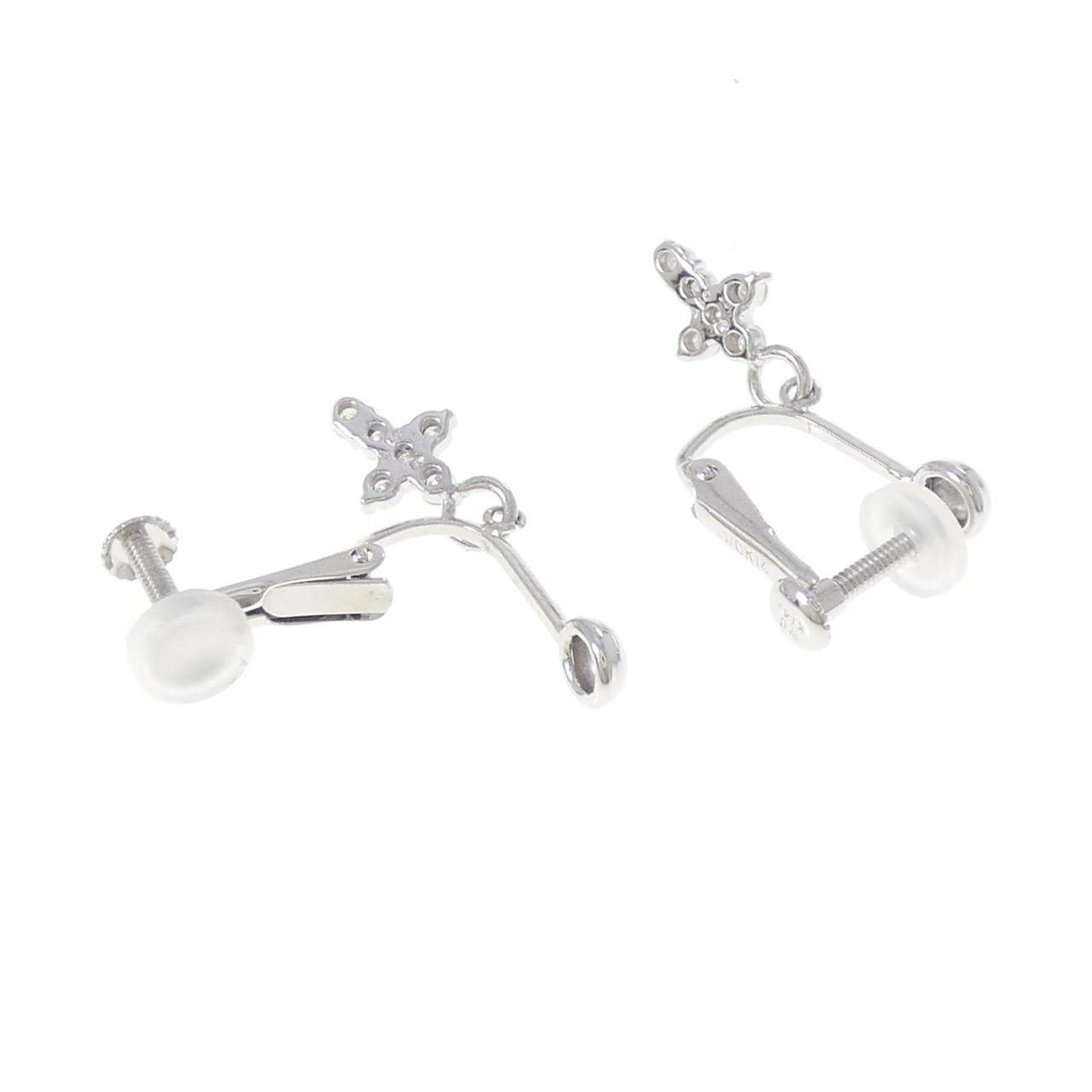 K14WG クロス ダイヤモンド イヤリング 0.30CT