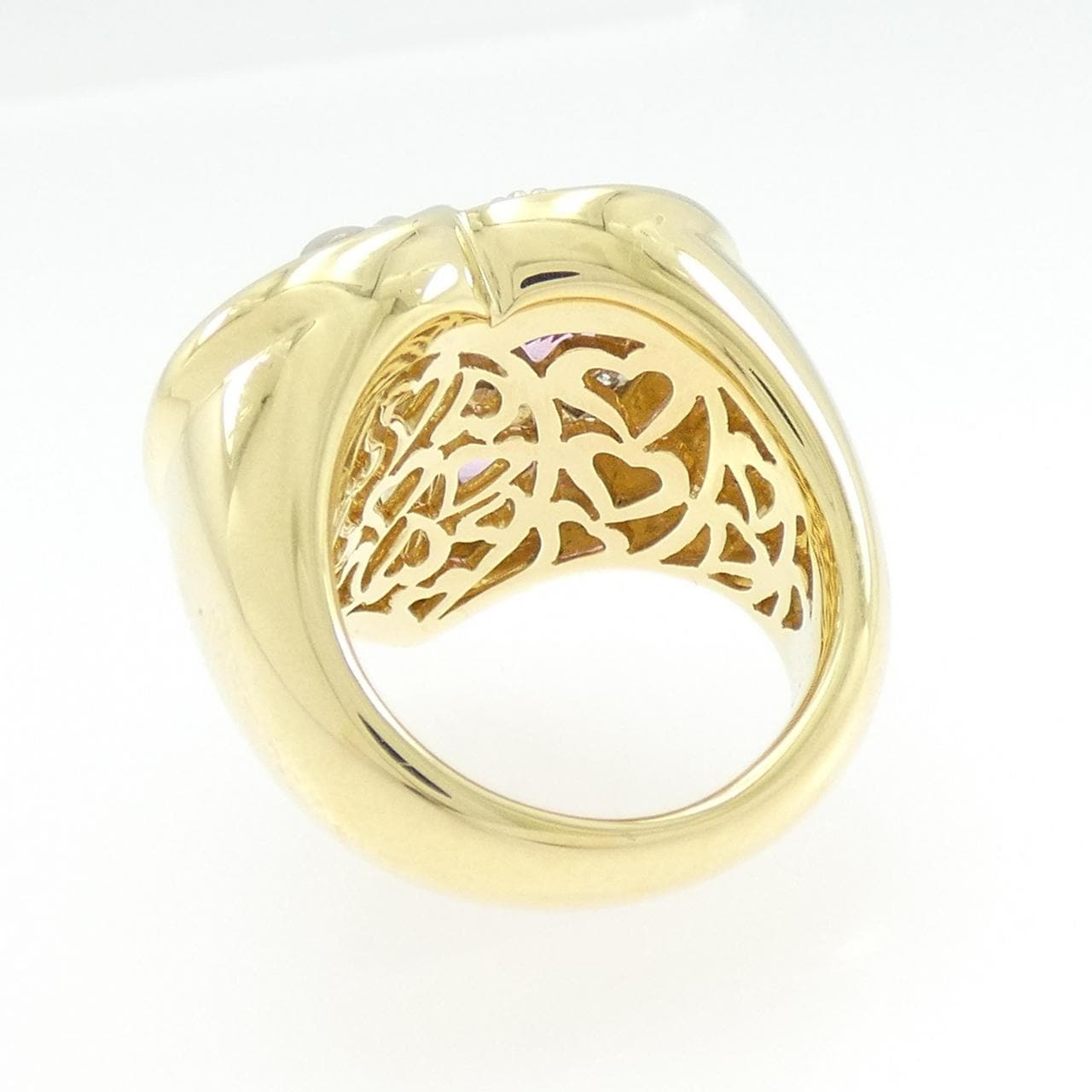 18KYG/PT900 ハート サファイヤ リング 1.73CT