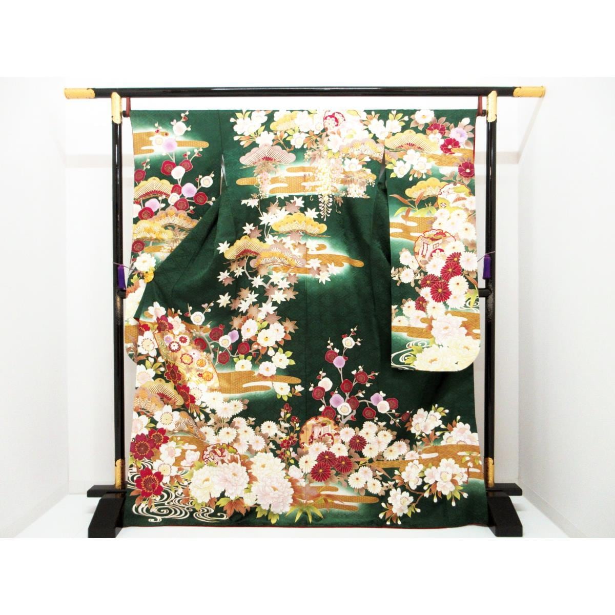 振袖　友禅金彩加工　刺繍入りボカシ染