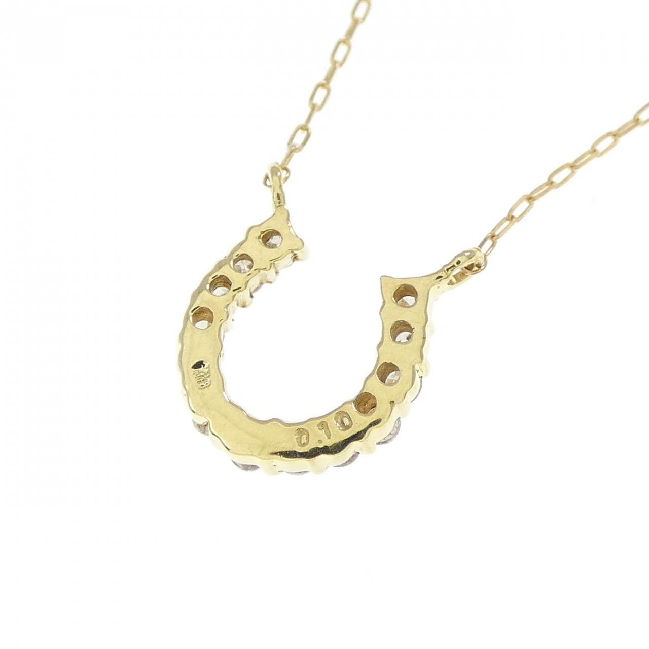 K18YG ホースシュー ダイヤモンド ネックレス 0.10CT