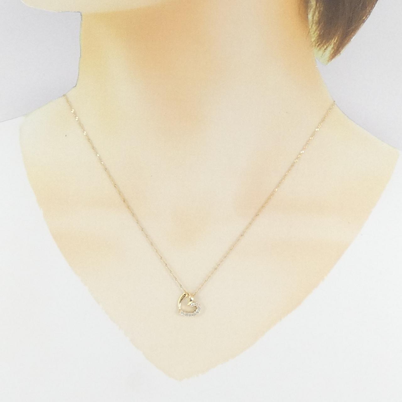 K18YG ハート ダイヤモンド ネックレス 0.15CT