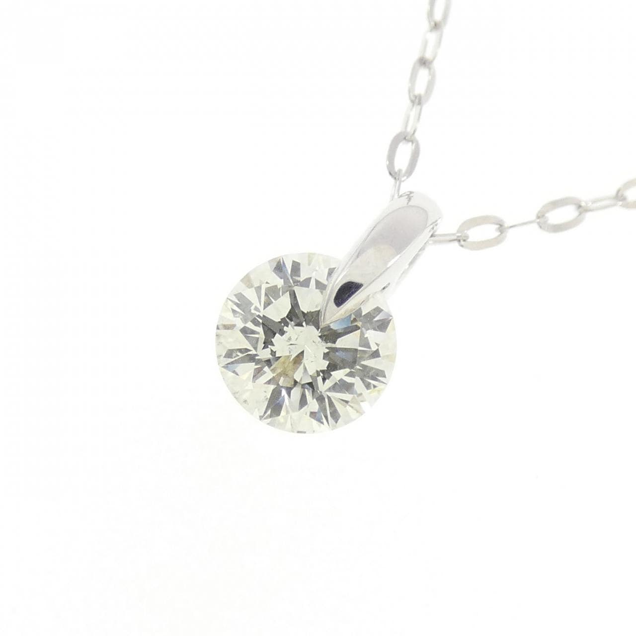 K18WG ソリティア ダイヤモンド ネックレス 0.50CT